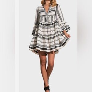 Elan V Neck Bell Sleeve Babydoll Dress‎ coverup minidress